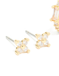 Gold Plated Cubic Zirconia Star Huggie & Hoop Earrings 2-Pack - link has visual effect only