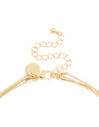 Gold Plated Cubic Zirconia & Chain Layered Necklace - link has visual effect only