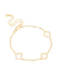 Gold Plated Cubic Zirconia Flower Outline Bracelet - link has visual effect only