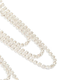 Silver Diamante & Layered Chain Drop Earrings - link has visual effect only