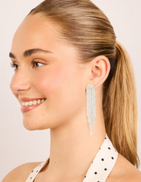 Silver Diamante Fringe Drop Earrings - link has visual effect only