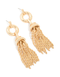 Gold Tassel Drop Earrings - link has visual effect only