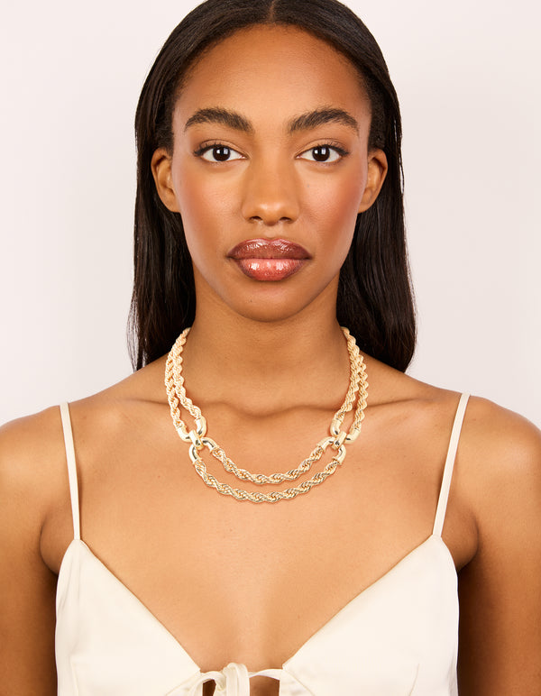 Gold Twisted Chain Layered Necklace