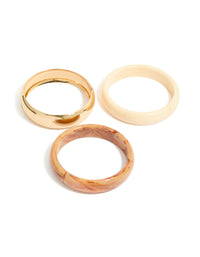 Gold & Neutral Acrylic Bangles 3-Pack - link has visual effect only