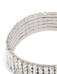 Gunmetal Silver Diamante Stretch Bracelet - link has visual effect only
