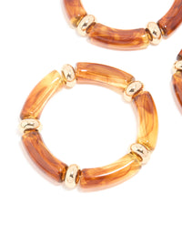 Brown Gold & Acrylic Stretch Bracelets 3-Pack - link has visual effect only