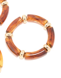 Brown Gold & Acrylic Stretch Bracelets 3-Pack - link has visual effect only