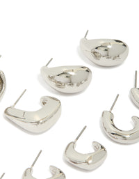 Silver Minimal Hoop Earrings 6-Pack - link has visual effect only