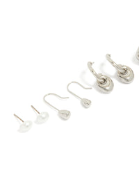Silver Pearl & Multi Orb Stud Earrings 6-Pack - link has visual effect only