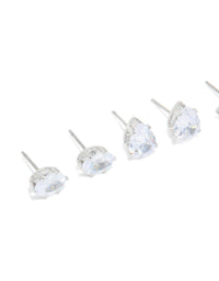 Silver Cubic Zirconia Marquise Mixed Shape Stud Earrings 3-Pack - link has visual effect only