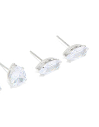 Silver Cubic Zirconia Marquise Mixed Shape Stud Earrings 3-Pack - link has visual effect only