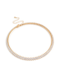 Gold Cubic Zirconia Choker Necklace - link has visual effect only