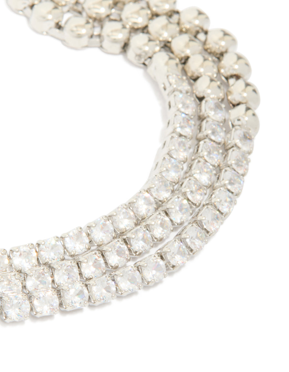 Silver Cubic Zirconia Half Cup Chain Layered  Bracelet