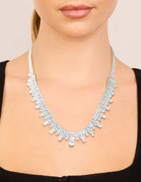 Silver Cubic Zirconia Vintage Multi Pear Drops Necklace - link has visual effect only