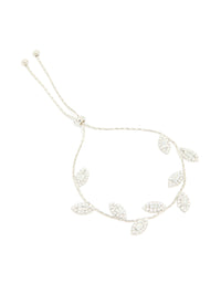 Silver Cubic Zirconia Multi Leaf Toggle Bracelet - link has visual effect only
