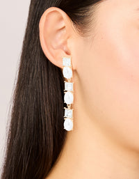 Gold Pearl & Diamante Mixed Drop Earrings - link has visual effect only