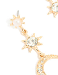 Gold Celestial Pearl Drop Earrings - link has visual effect only