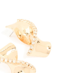 Gold Diamante Edge Twist Stud Earrings - link has visual effect only