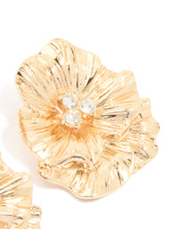 Gold Diamante Layered Flower Stud Earrings - link has visual effect only