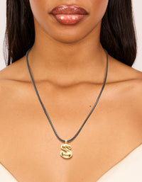 Waterproof Gold Plated Stainless Steel Large Bubble Letter S Cord Necklace - link has visual effect only