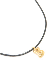 Waterproof Gold Plated Stainless Steel Large Bubble Letter B Cord Necklace - link has visual effect only
