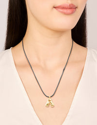 Waterproof Gold Plated Stainless Steel Large Bubble Letter A Cord Necklace - link has visual effect only