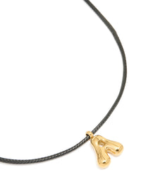 Waterproof Gold Plated Stainless Steel Large Bubble Letter A Cord Necklace - link has visual effect only