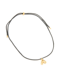 Waterproof Gold Plated Stainless Steel Large Bubble Letter A Cord Necklace - link has visual effect only