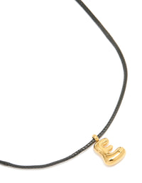 Waterproof Gold Plated Stainless Large Bubble Letter E Cord Necklace - link has visual effect only