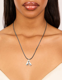 Waterproof Stainless Steel Large Bubble Letter A Cord Necklace - link has visual effect only