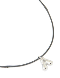 Waterproof Stainless Steel Large Bubble Letter A Cord Necklace - link has visual effect only