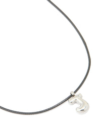 Waterproof Stainless Steel Large Bubble Letter J Cord Necklace - link has visual effect only