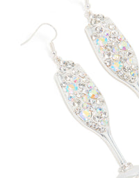 Silver Diamante Fizzy Champagne Glass Drop Earrings - link has visual effect only