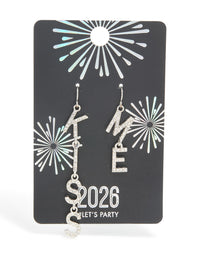 Silver Diamante Kiss Me Drop Earrings - link has visual effect only