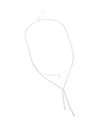 Silver Plated Cubic Zirconia Teardrop & Cup Chain Layered Necklace - link has visual effect only