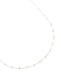 Silver Plated Cubic Zirconia Round Dainty Chain Necklace - link has visual effect only