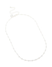 Silver Plated Cubic Zirconia Round Dainty Chain Necklace - link has visual effect only