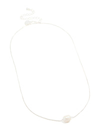 Silver Plated Freshwater Pearl Dainty Snake Chain Necklace - link has visual effect only
