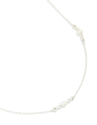 Silver Plated Dainty Cubic Zirconia & Freshwater Pearl Necklace - link has visual effect only