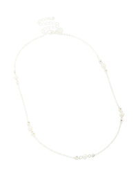 Silver Plated Dainty Cubic Zirconia & Freshwater Pearl Necklace - link has visual effect only