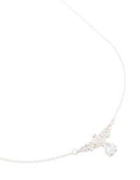 Silver Plated Cubic Zirconia Floral Dainty Teardrop Necklace - link has visual effect only