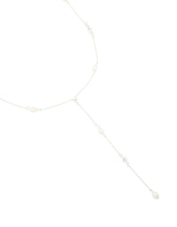 Silver Plated Cubic Zirconia & Freshwater Pearl Dainty Y-Necklace - link has visual effect only