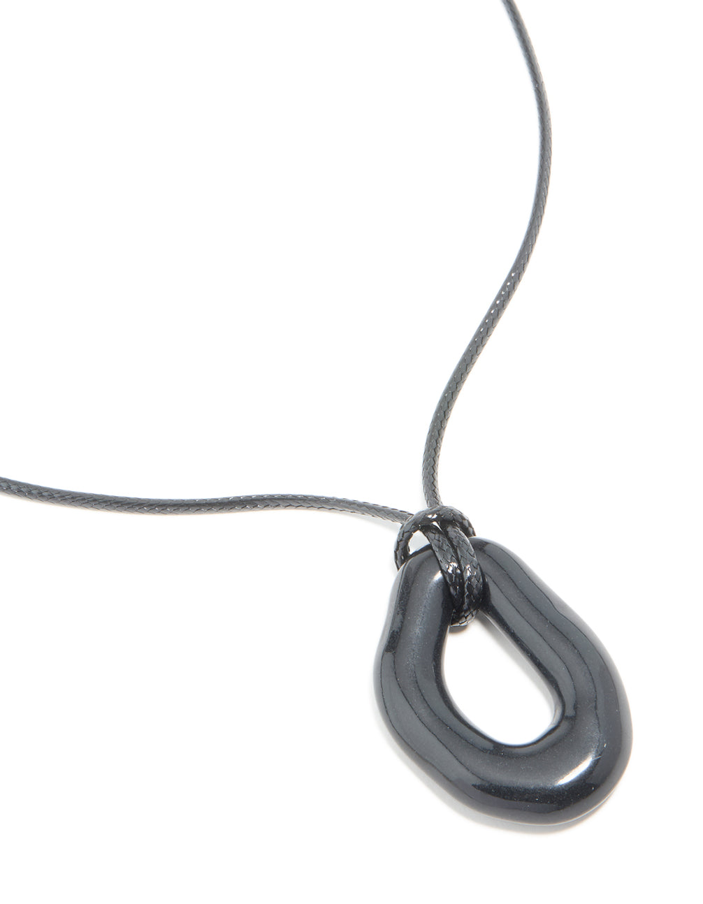 Black Acrylic Open Moltent Pendant Cord Necklace