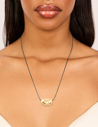 Waterproof Gold Plated Stainless Steel Smooth Pebble Pendant Cord Necklace - link has visual effect only