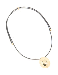 Waterproof Gold Plated Stainless Steel Dome Droplet Pendant Cord Necklace - link has visual effect only