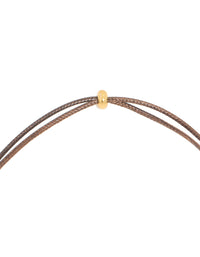 Waterproof Gold Plated Stainless Steel Circle Pendant Brown Cord Necklace - link has visual effect only