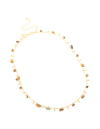 Gold Plated Tigers Eye Semi Precious Stone Short Necklace - link has visual effect only