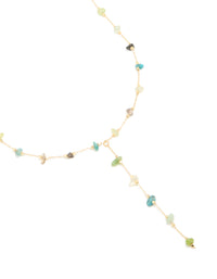 Gold Plated Green Blue Black Semi Precious Stone Y-Necklace - link has visual effect only