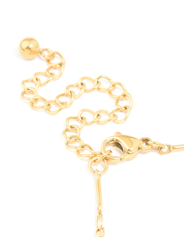 Waterproof Gold Plated Stainless Steel Rose Quartz Semi Precious Stone Chip Bracelet