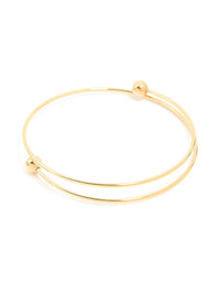 Waterproof Gold Plated Stainless Steel Ball End Bangle - link has visual effect only